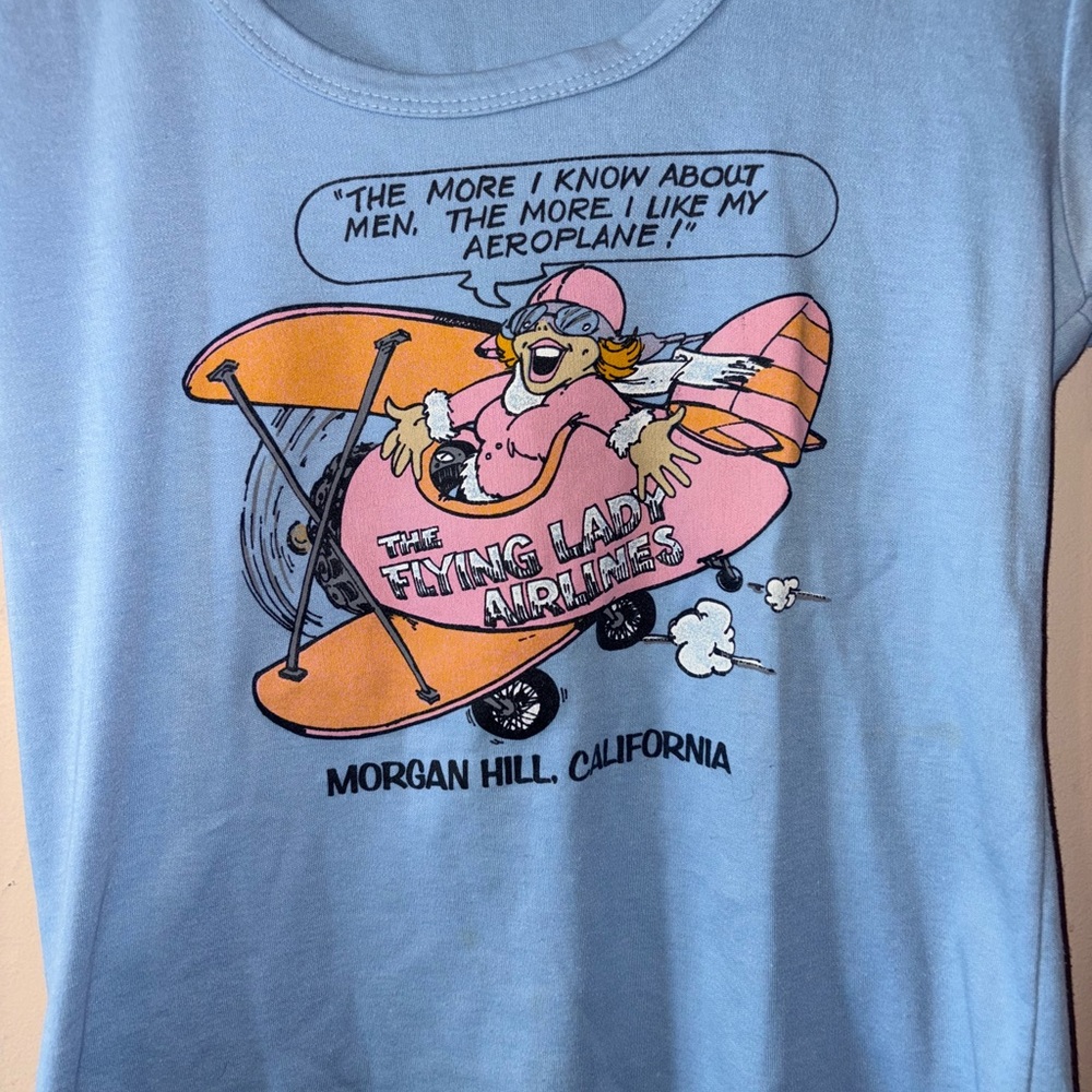 Vintage 80s funny airplane womens shirt
